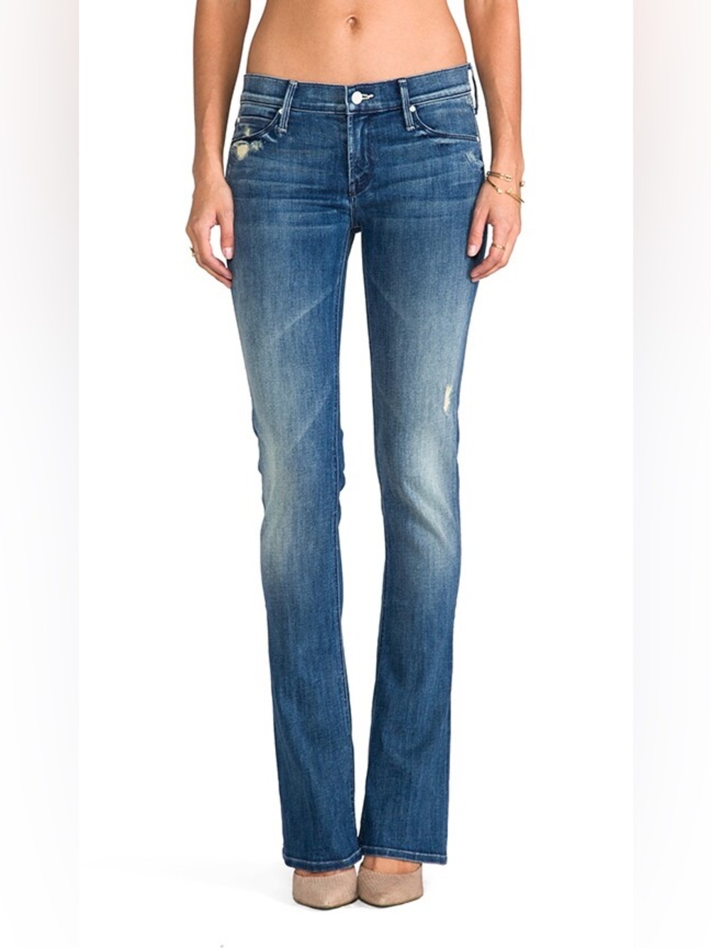 MOTHER The Runaway Graffiti Girl Jeans Size 27 Distressed Bootcut Flare Denim